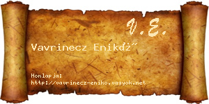 Vavrinecz Enikő névjegykártya